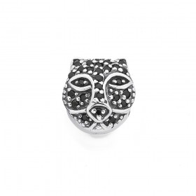 Sterling-Silver-Cubic-Zirconia-Black-Cat-Face-Bead-Charm on sale