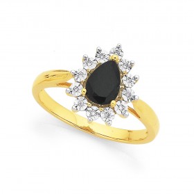 9ct-Oval-Shaped-Black-Sapphire-Diamond-Ring on sale