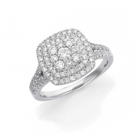 9ct-White-Gold-Diamond-Cluster-Ring-TDW1ct on sale