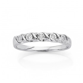 9ct+White+Gold+Diamond+Twist+Ring