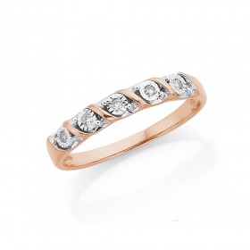 9ct+Rose+Gold+Diamond+Twist+Ring