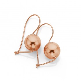 9ct+Rose+Gold+Euro+ball+Earrings