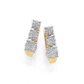 9ct-Diamond-Cluster-Huggie-Earrings on sale