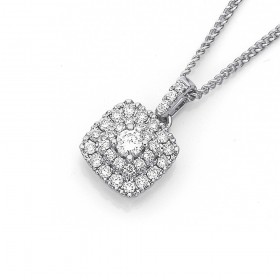 9ct+White+Gold+Diamond+Cluster+Pendant+TDW%3D.34ct