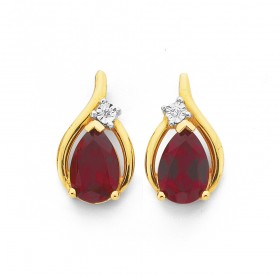 9ct-Ruby-Created-Diamond-Earrings on sale