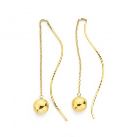 9ct+Ball+and+Twist+Thread+Earrings