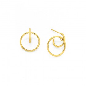 9ct+3%2F4+Hoop+with+Circle+Drop+Earrings