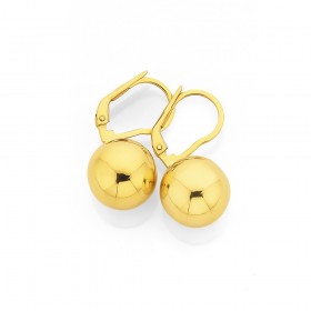 9ct+12mm+Polished+Ball+Leaverback+Earrings