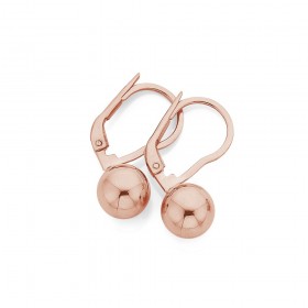 9ct+Rose+Gold+10mm+Polished+Ball+Leaverback+Earrings