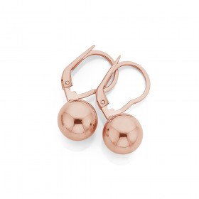 9ct+Rose+Gold+8mm+Polished+Ball+Leaverback+Earrings