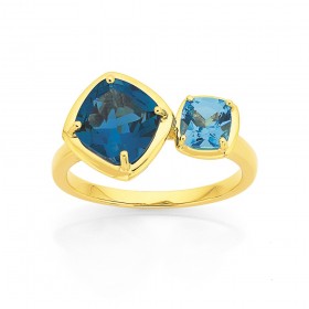 9ct-Swiss-Blue-Topaz-and-London-Blue-Topaz-Claw-Set-Ring on sale