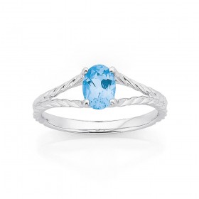 9ct-White-Gold-Blue-Topaz-with-Rope-with-Split-Rope-Twist-Ring on sale