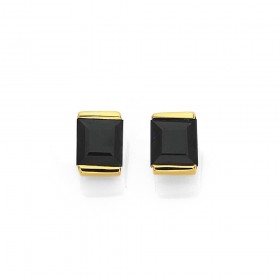 9ct-4mm-Square-Sapphire-with-Gold-Caps-Studs on sale