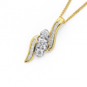 9ct-Three-Stone-Wave-Style-Diamond-Pendant-Total-Diamond-Weight34ct on sale