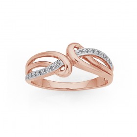 9ct+Rose+Gold+Diamond+Loops+Swirl+Ring