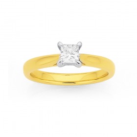 18ct-50ct-Princess-Cut-Diamond-Solitaire-Ring on sale