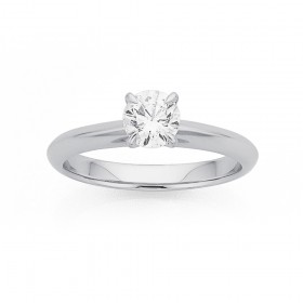 18ct+White+Gold%2C+.70ct+Diamond+Solitaire+Ring