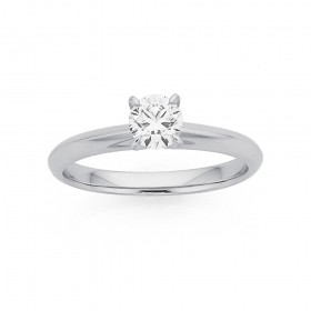 18ct+White+Gold+.50ct+Diamond+Solitaire+Ring