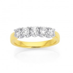 18ct+Five+Stone+Diamond+Ring