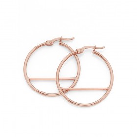 9ct+Rose+Gold+1.5X27mm+Cross+Bar+Hoop+Earrings