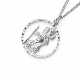 Sterling+Silver+Open+Circle+St+Christopher+Pedant