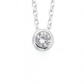 Sterling+Silver+Cubic+Zirconia+Solitaire+Necklet