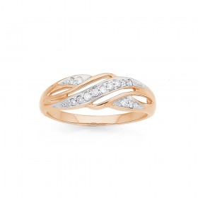 9ct+Rose+Gold+Diamond+Crossover+Ring