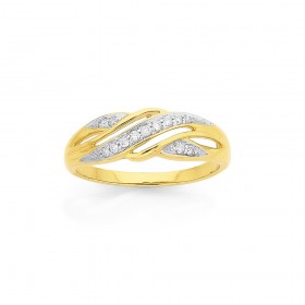 9ct+Diamond+Crossover+Ring