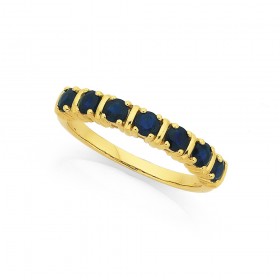 9ct-7-Stone-Natural-Sapphire-Ring on sale