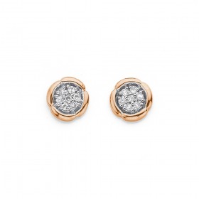 9ct+Rose+Gold+Diamond+Cluster+Studs