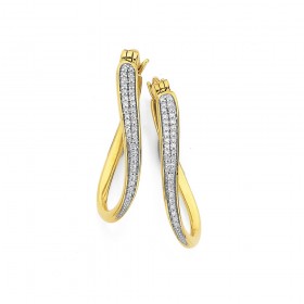 9ct-Diamond-Set-Twist-Hoop-Earrings on sale