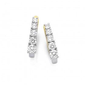 9ct+5+Stone+Diamond+Huggies+Total+Diamond+Weight+%3D+.34ct