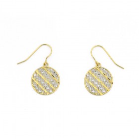 9ct+Two+Tone+Lattice+Disc+Earrings