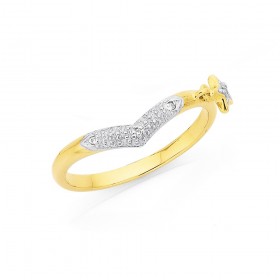 9ct-Diamond-V-Shaped-Ring-with-Star-Dangle on sale