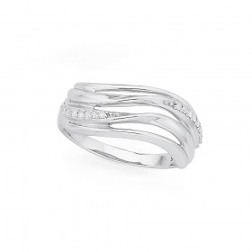 9ct-White-Gold-Four-Row-Swirl-Ring on sale