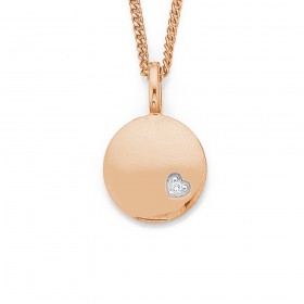 9ct-Rose-Gold-Circle-Disk-Pendant-with-Diamond-Heart on sale