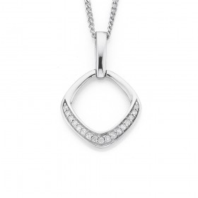 9ct-White-Gold-Open-Square-Diamond-Pendant on sale