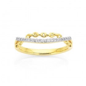 9ct-Two-Row-Diamond-and-Chain-Ring on sale