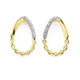 9ct-Open-Teardrop-Earrings-with-Chain-and-Diamond on sale