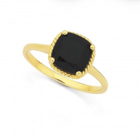 9ct+Onyx+Rope+Ring