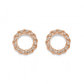 9ct+Rose+Gold+Diamond+Circle+Earrings