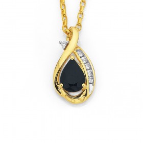 9ct+Sapphire+and+Diamond+Twist+Pendant