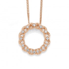 9ct+Rose+Gold+Diamond+Circle+Pendant