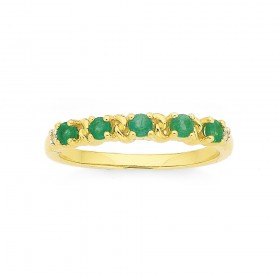 9ct-Diamond-and-Emerald-Band on sale