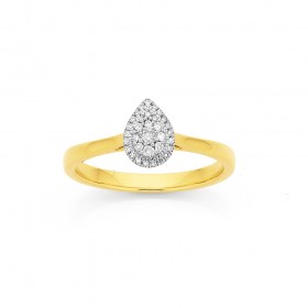 9ct+Diamond+Set+Cluster+Ring