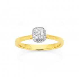 9ct+Diamond+Set+Cluster+Ring