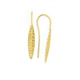 9ct+Leaf+Hook+Earrings