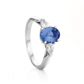 18ct+White+Gold+Ceylon+Sapphire+and+Diamond+Ring+Total+Diamond+Weight%3D.38ct