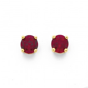 9ct+Created+Ruby+Stud+Earrings