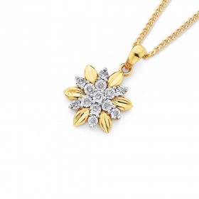 9ct%2C+Diamond+Snowflake+Pendant